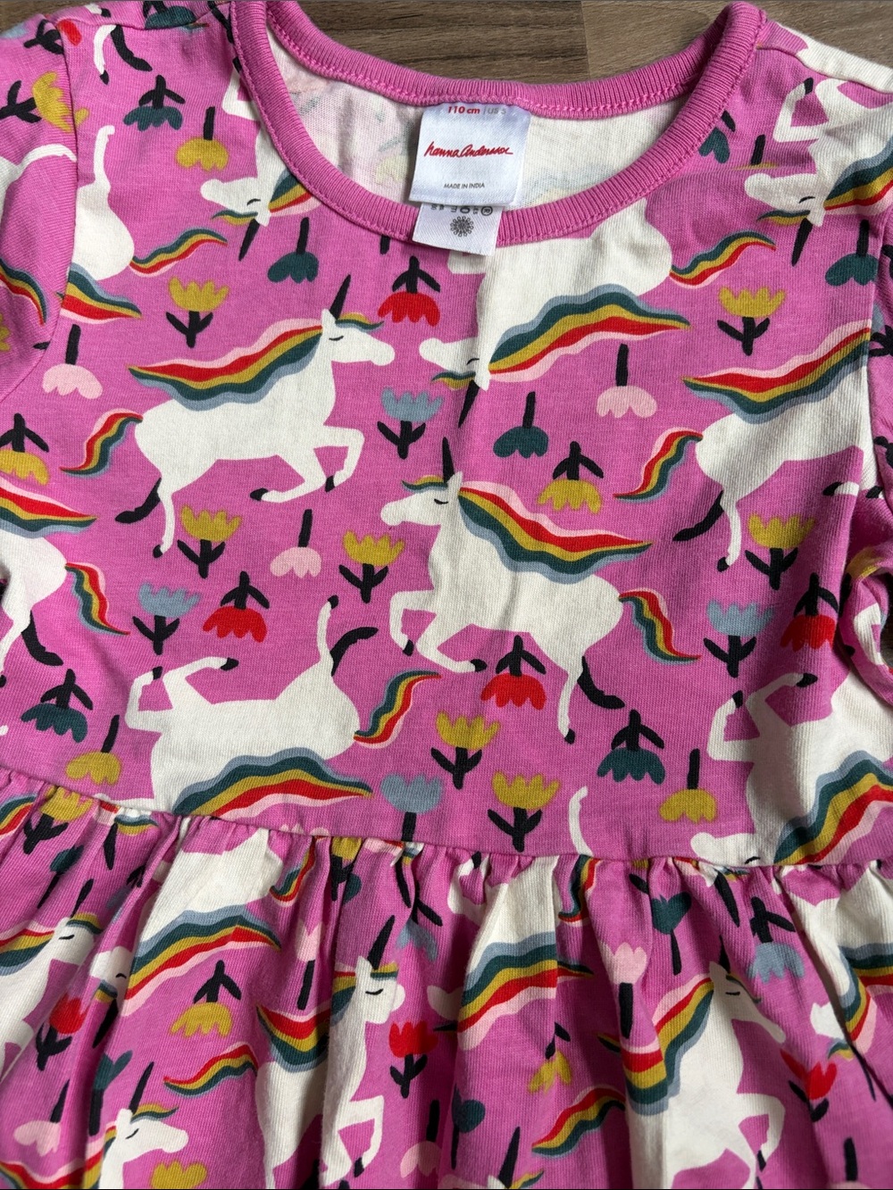 Hanna Andersson Pink Unicorn Long-Sleeve Twirl Dress